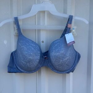 NWT Cacique Lightly Lined T-Shirt Blue Lace Bra